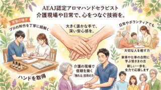 AEAJ認定アロマハンドセラピストの資格を仕事と日常に。介護現場でも信頼される「触れる」技術の力